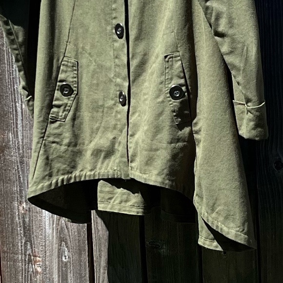 For Cynthia green linen blend hooded flare jacket size medium - Picture 2 of 16